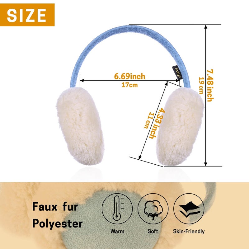 Aurya Kids Classic Ear Warmers/Earmuffs-Winter Faux Fur Warm Ear Muffs for Boys and Girls (Blue) - Image 3